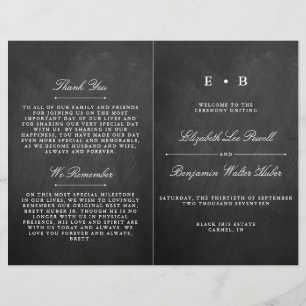 Plantilla del programa de casamiento de tablero de