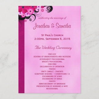 Plantilla del programa de casamiento plano floral 
