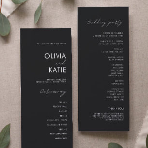 Plantilla del programa de ceremonias de Boda negro