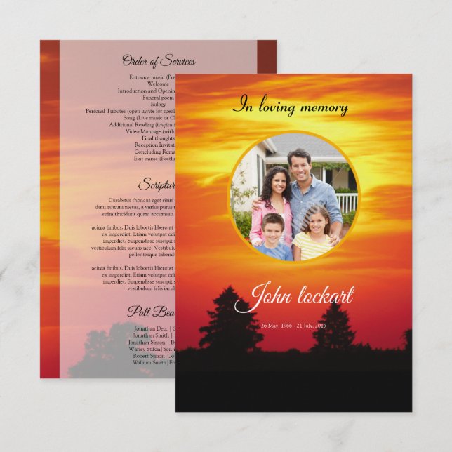 Plantilla del programa de funeral conmemorativo (Anverso / Reverso)