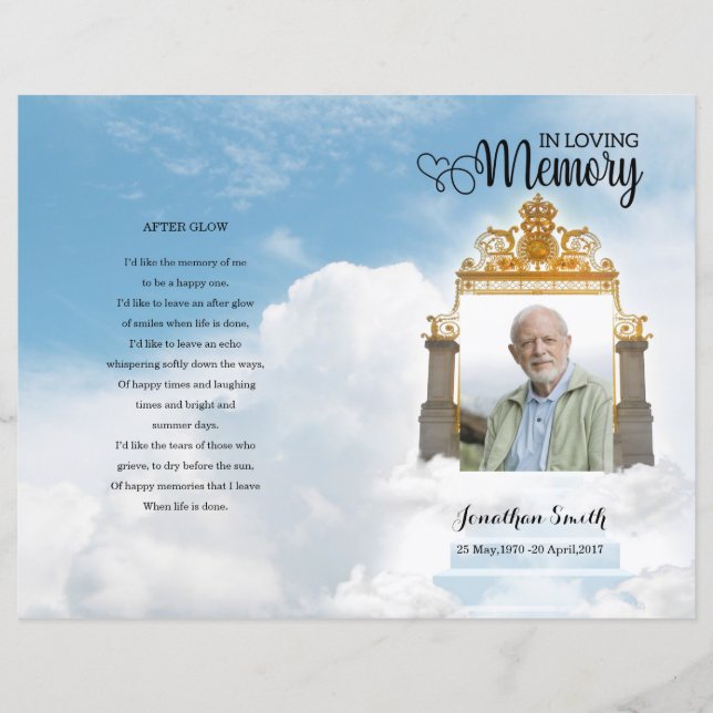 Plantilla del programa de funerales de la puerta d (Anverso)