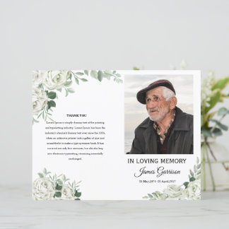 Plantilla del programa de funerales florales blanc