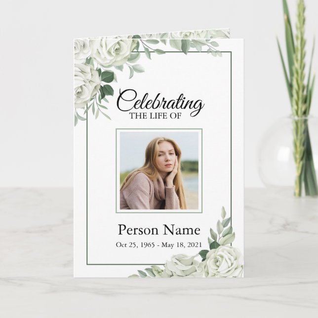 Plantilla del programa de funerales florales de ro (Anverso)