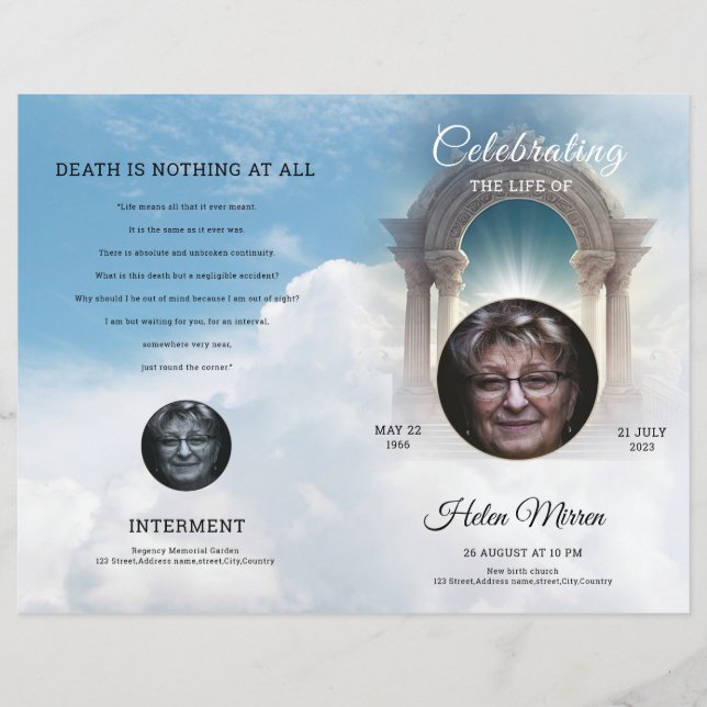 Plantilla del programa Funeral Pesado (Anverso)