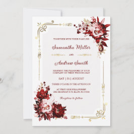 Plantilla editable de Boda de Borgoña y Oro