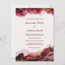 Plantilla editable de Boda de Borgoña y Oro