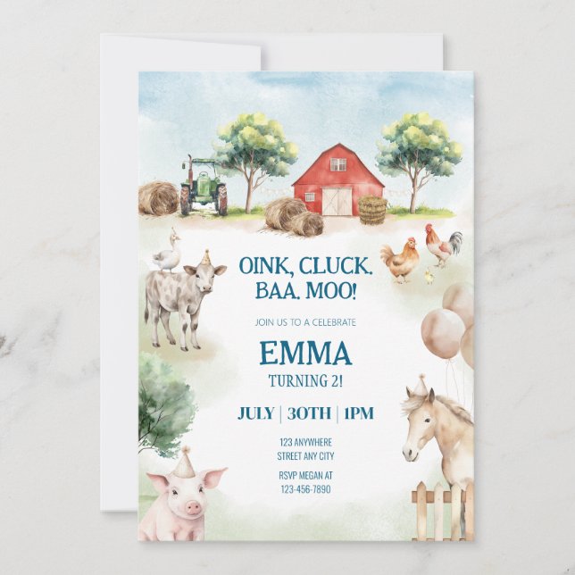 Plantilla editable de cumpleaños de granja - Anima (Anverso)