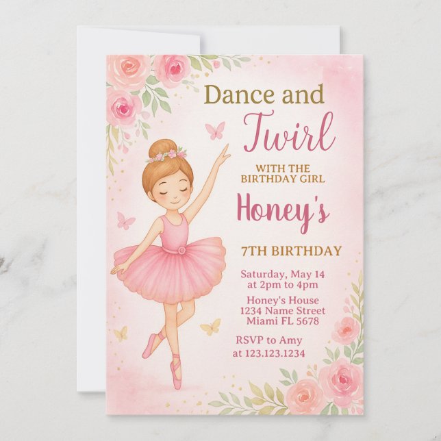 Plantilla editable de Fiesta de danza para Chicas (Anverso)