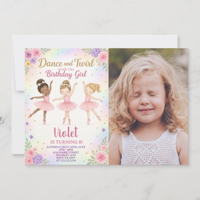 Plantilla editable de Fiesta de danza rosa con fot (Anverso)