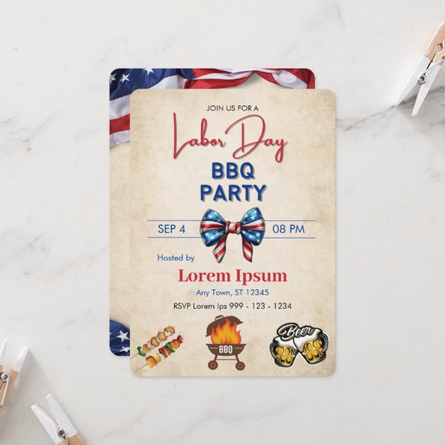 Plantilla editable de Invitación a barbacoa por el (Anverso/Reverso In Situ)