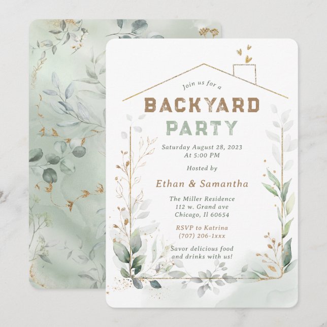 Plantilla editable para fiesta en el jardín (Anverso / Reverso)