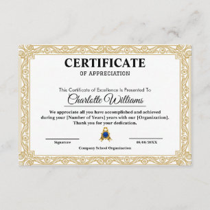 Plantilla elegante de certificado de agradecimient