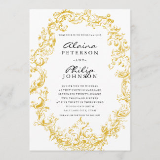 Plantilla elegante de la invitación de la boda del
