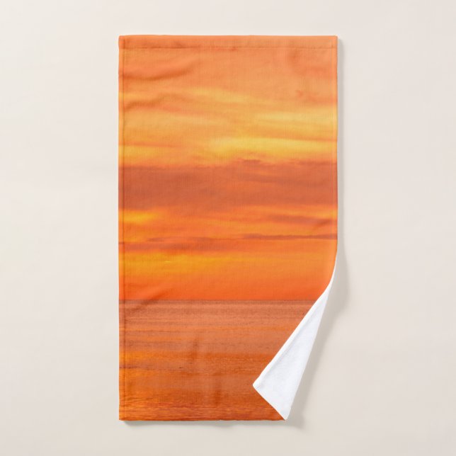 Plantilla elegante de puesta de sol roja naranja a (Toalla de mano)