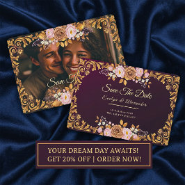 Plantilla elegante de “Save the Date” floral real