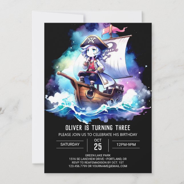 Plantilla encantada Cumpleaños de Piratas (Anverso)