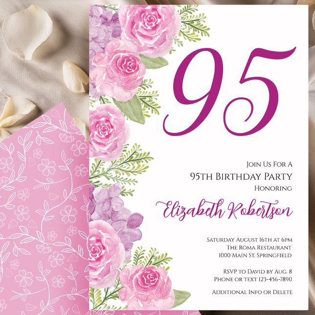 Plantilla floral de rosas rosadas para cumpleaños  (Subido por el creador)