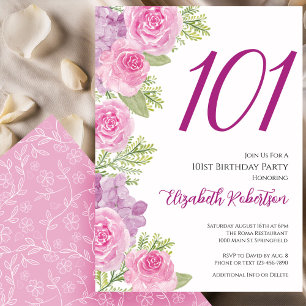 Plantilla floral de rosas rosadas para el cumpleañ