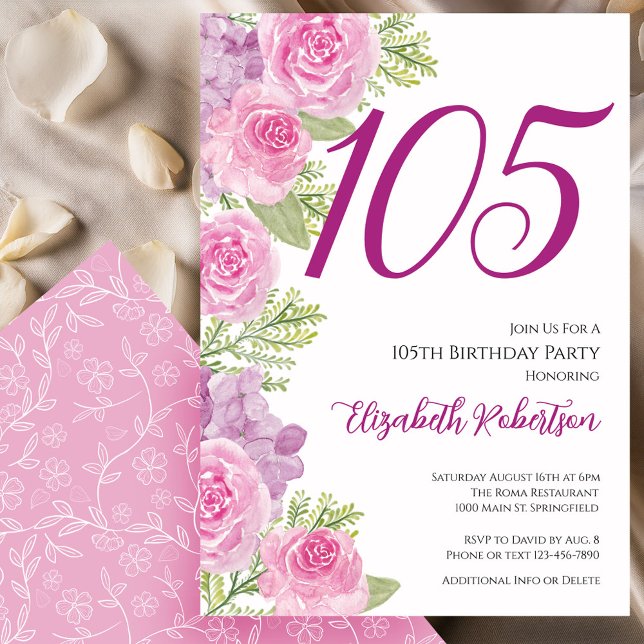 Plantilla floral de rosas rosadas para el cumpleañ (Subido por el creador)