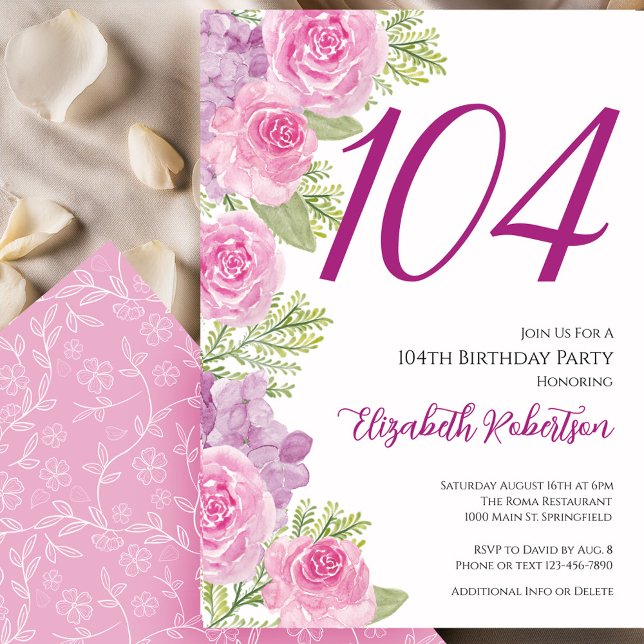 Plantilla floral de rosas rosadas para el cumpleañ (Subido por el creador)