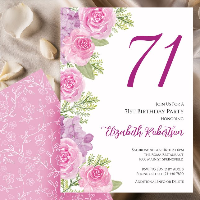 Plantilla floral de rosas rosadas para el cumpleañ (Subido por el creador)