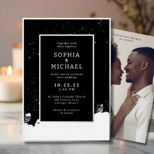 Plantilla fotográfica de invitación a la boda blan