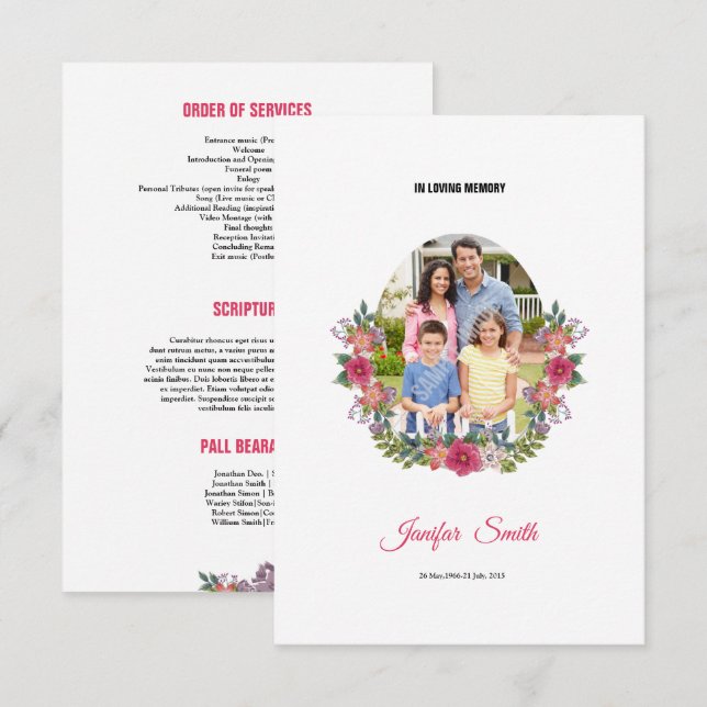 Plantilla fúnebre del programa (Anverso / Reverso)