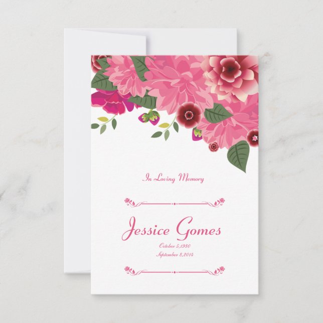 Plantilla fúnebre floral de la tarjeta de programa (Anverso)