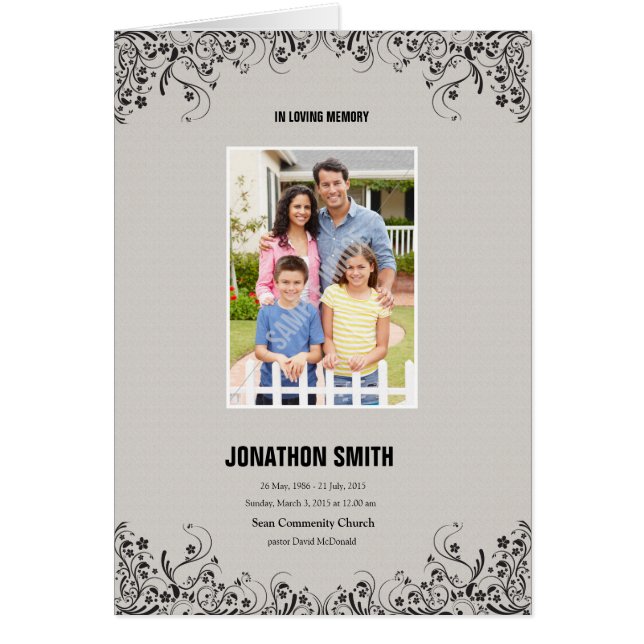 Plantilla fúnebre imprimible del programa (Frente)