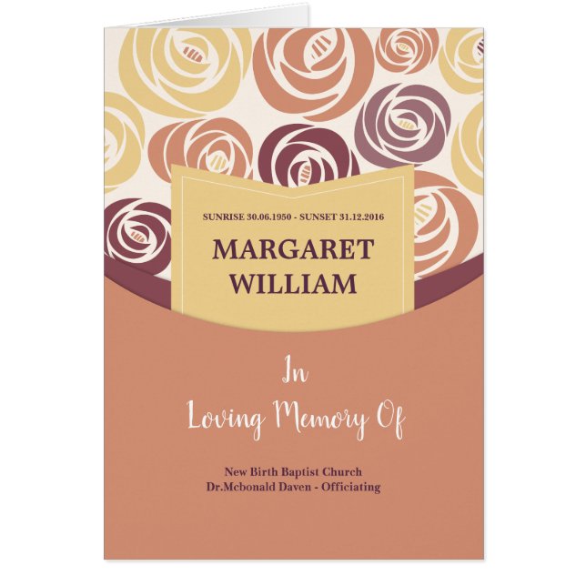 Plantilla fúnebre imprimible del programa (Frente)