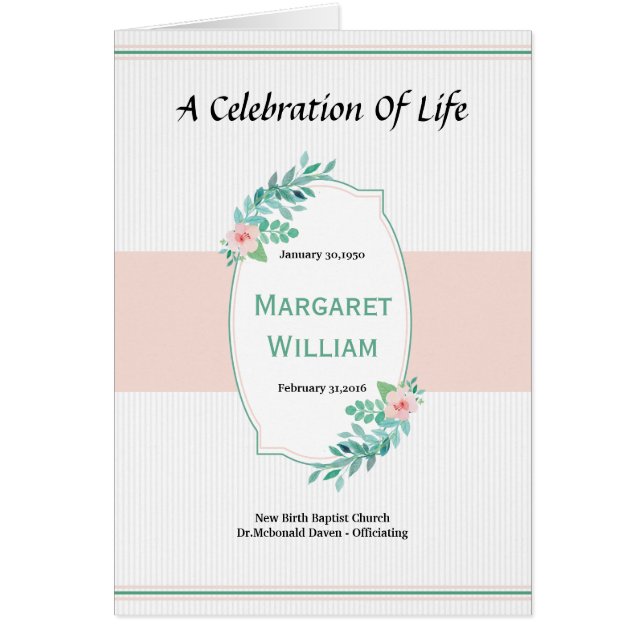 Plantilla fúnebre imprimible del programa (Frente)