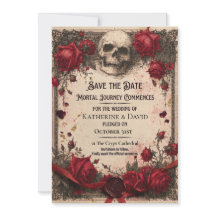 Plantilla gótica de aviso de fecha con calavera y