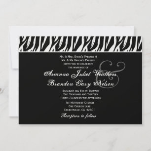 Plantilla horizontal de Boda negro de cebra blanca