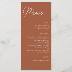 Plantilla Imprimible moderna Menú Boda Terracotta