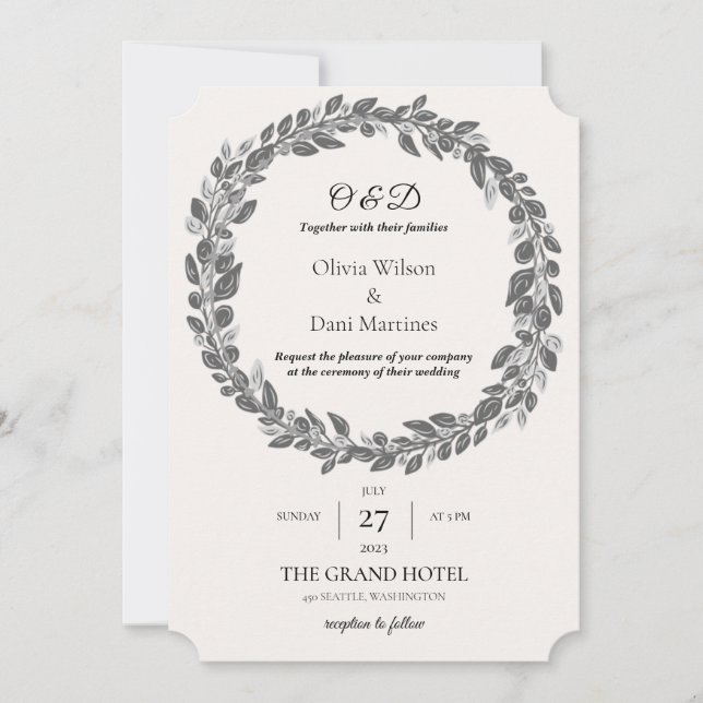PLANTILLA INVITACIONES DE BODA EN LÍNEA Monograma (Anverso)