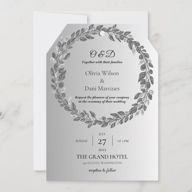 PLANTILLA INVITACIONES DE BODA EN LÍNEA Monograma (Anverso)