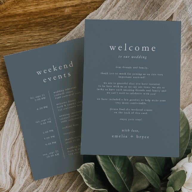 Plantilla Itineraria de Fin de Semana de Boda de l (EMELIA Navy Wedding Weekend Itinerary Template)