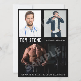 Plantilla modelo masculina del negro de la tarjeta