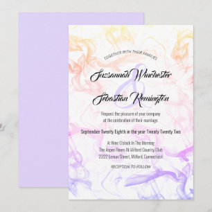 Plantilla moderna de Boda de niebla arco iris colo