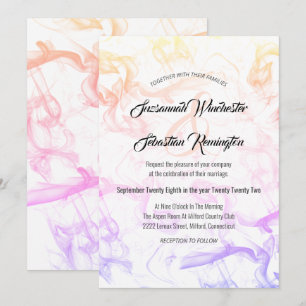Plantilla moderna de Boda de niebla arco iris colo