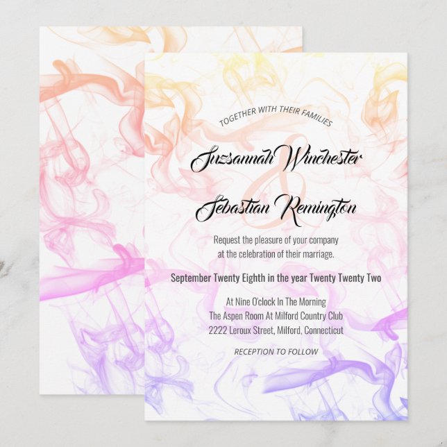 Plantilla moderna de Boda de niebla arco iris colo (Anverso / Reverso)