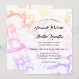 Plantilla moderna de Boda de niebla arco iris colo