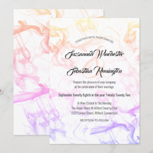 Plantilla moderna de Boda de niebla arco iris colo