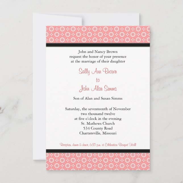Plantilla moderna de invitaciones de boda de peach (Anverso)