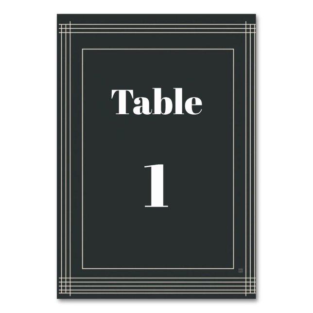 Plantilla moderna de números de mesa en negro y bl (Anverso)