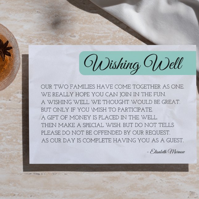 Plantilla moderna de tarjeta de Rubor Wshing Well  (Modern Blush Wishing Well Card | Wedding & Bridal Shower Printable  )