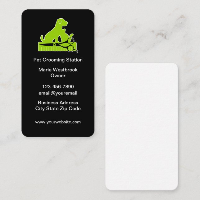 Plantilla moderna de tarjeta de visita Groomer par (Anverso / Reverso)