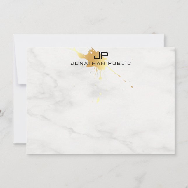 Plantilla Monograma Marble Blanco Elegante Esplash (Anverso)