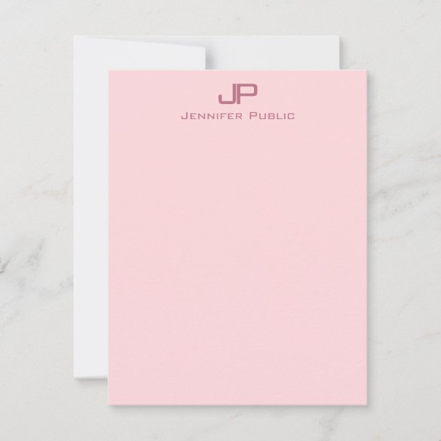 Plantilla monogramada Minimalista rosa moderna de  (Anverso)