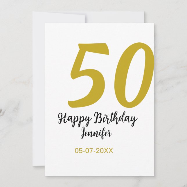 plantilla negra para cumpleaños 50 con nombre fech (Anverso)